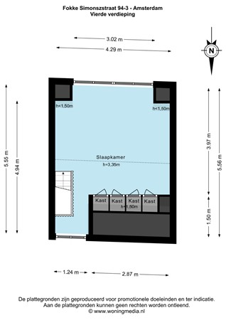 Floor plan - Fokke Simonszstraat 94-3, 1017 TK Amsterdam 